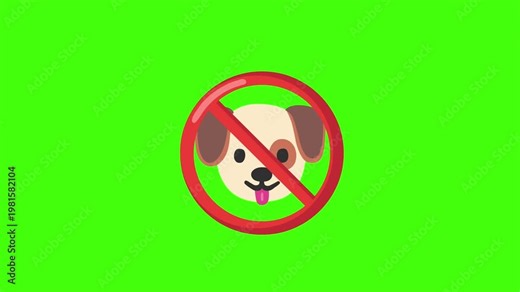 No Dogs Allowed Sign on Green Screen, Pet Restriction Symbol.