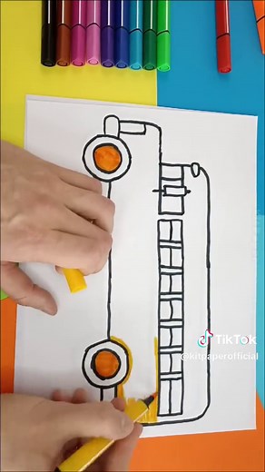How To Draw a Bus - Painting and Coloring a School Bus for Kids #bus #schoolbus #drawingbus #forkids #howto #coloring #draw #drawing #howtodraw #paper #2023 #tiktok #kitpaper