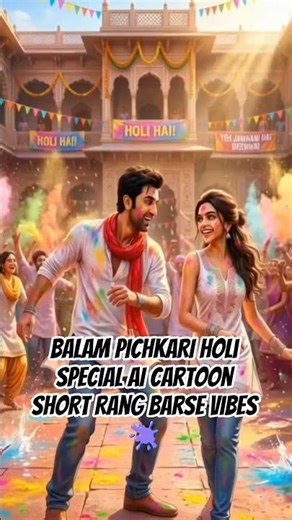 BALAM PICHKARI Holi Special AI Cartoon Short Rang Barse Vibes 🫟 #shorts#holi#viral#ai#aishorts#songs