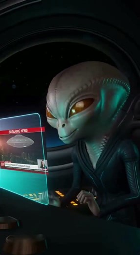 An Alien Laughing at Human Videos — Until He Sees His Own UFO on TV #funny #earthlol#alien