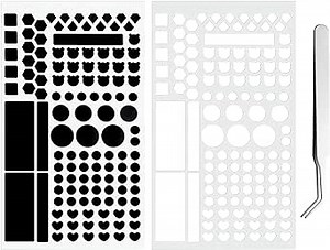 2PCS Light Blocking Stickers, LED Light Dimming Sticker, Dimming Light 80% ~ 100% Blackout Stickers for Electronics, TV, Routers, Clocks with 1PCS Tweezers (White and Black)