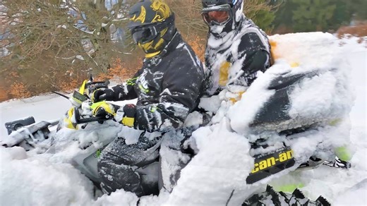Deep snow off-road testing extreme ride