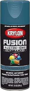 Krylon Fusion All-In-One Adhesive Spray Paint for Indoor/Outdoor Use, 12 oz, Peacock Blue