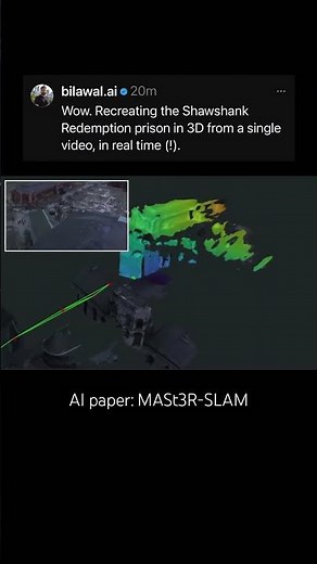 Wow. Using MASt3R-SLAM to recreate the Shawshank Redemption prison in 3D in real time! #ai #3d