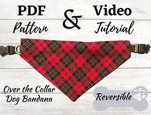 DIY Over the Collar Dog Bandana PDF Pattern and Video Tutorial - Reversible Dog Bandana Pattern - DIY Dog Bandana - Instant Download - Etsy