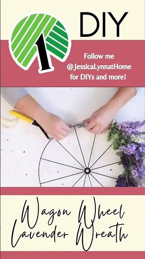 Dollar Tree DIY Wagon Wheel Lavender Wreath #dollartree #dollartreediy #homedecor #diy #diycrafts