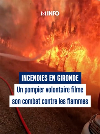Un pompier volontaire, équipé de lunettes connectées Ray-Ban Meta, filme son intervention sur la commune du Las en Gironde, ce lundi 27 juillet. L'incendie a ravagé plus de 42 000 hectares dans le département en quelques jours.