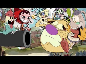 Baby Bottle & Hilda Berg Destroy All Cuphead Bosses Together With Only One Shot !!