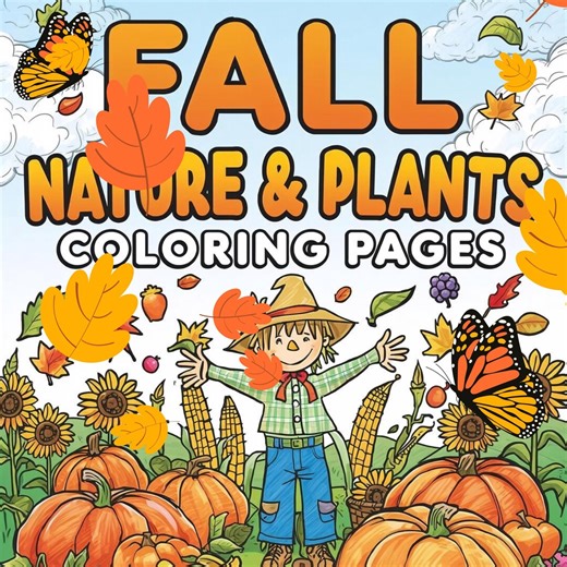 Fall Nature Coloring Book for Kids: Pumpkins, Flowers, and Forest Friends (PDF Download) - Etsy