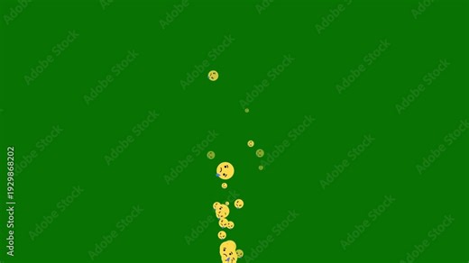 Sad Button and Thumb Up Emoji Motion Graphic, Social Media Live Style Reactions Floating and Cascading on Transparent Green Background, 4K MOV Alpha Overlay for Streamers