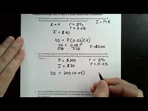 Finding the Principal, Rate, or Time of a Simple Interest Loan or Investment