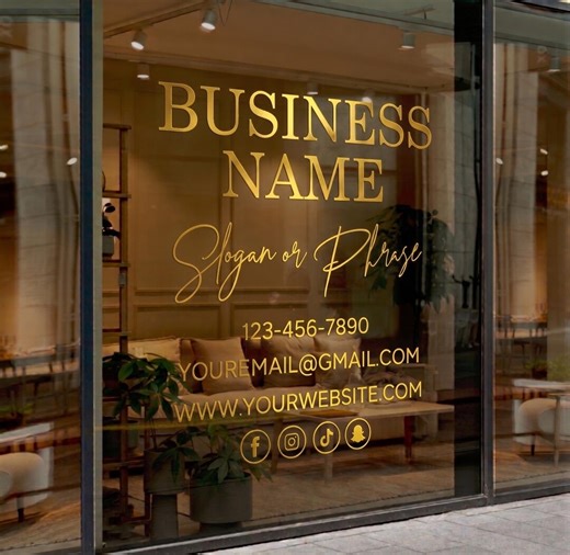 Personalized Business Window Sticker, Your Company Name Sticker, Storefront Sticker, QR Code Office Window Door Lettering Business Stickers - Etsy