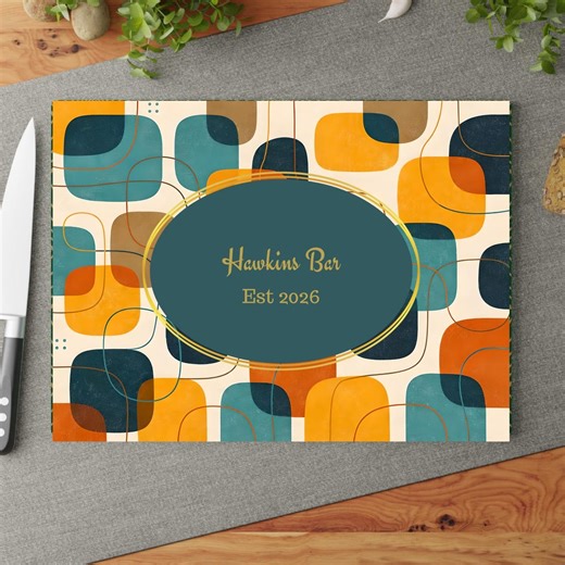 Personalized Art Deco Glass Cutting Board | Custom Bar Name Sign |retro Decor Chopping Board - Etsy Australia