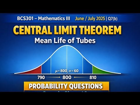 Central Limit Theorem Problem | Mean Life of Tubes | VTU BCS301 Mathematics III | June July 2025 