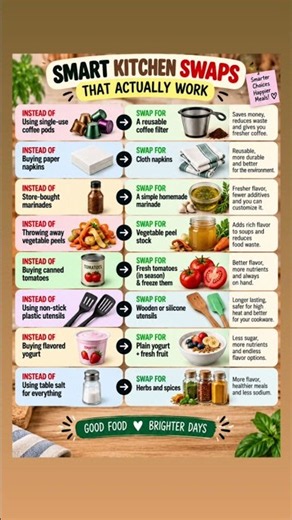 8 SMART KITCHEN SWAPS That Can Save You Money & Reduce Waste 💡🍴#shortsfeed #shorts
