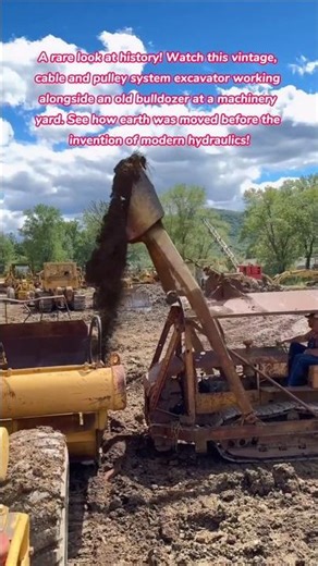 Technology Before Hydraulics: Rare Cable Excavator in Action! #vintage #technology #machine