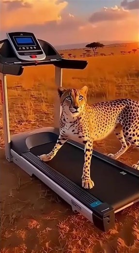 Run, Cheetah! Testing the Treadmill on the African Savannah! 😳🐆💨 #wildlife #animals