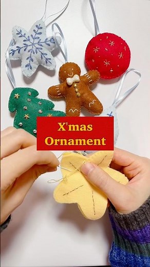 フェルトでオーナメント作り🎄🧶 #100均 #ハンドメイド ＃クリスマス ＃オーナメント #ダイソー #セリア #手作り #シール