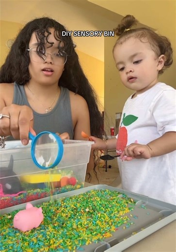 D.i.y sensory bins 🚛🐷⚽️🌴 #ditl #momlife #autismawareness #familyactivities #guam