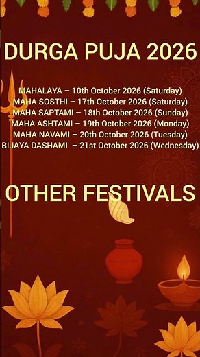 2026 Durga Puja Date✨ Complete Festival Calendar #durgapuja2026 #trending #youtubeshorts