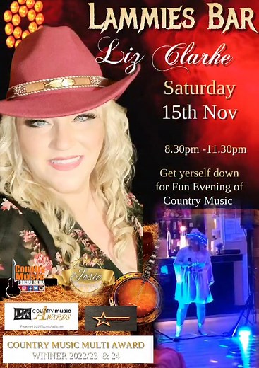 WHATS ON Thursday 13th November Pub opens @ 3pm - 12am. Pool, Darts & Domino's. And remembering the Juke box. Friday 14th November Pub opens @ 3pm - 12am Pool, Darts & Domino's. And remembering the Juke box. The Darts Team are at home this week. Saturday 15th November Pub opens @ 12pm - 1am Music, Darts, Domino's @ pool throughout the day. LIVE COUNTRY ENTERTAINMENT We have the fantastic Liz Clarke singing all your Country favourites from 8.30pm. Sunday 16th November Pub opens @ 12pm - 11pm Anot