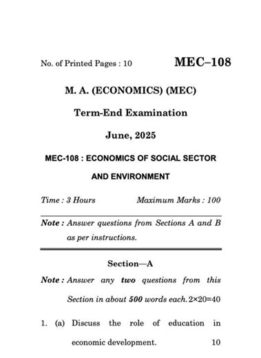 MEC–108 June 2025 | IGNOU Previous Year Question Paper