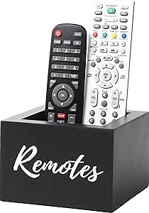 Remote Control Holder, Wooden Tv Remote Holder, Remote Holder for Table, Remote Control Storage Organizer Caddy - Black