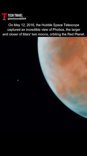 Hubble caught Mars and its tiny moon Phobos in the same frame #mars #hubble