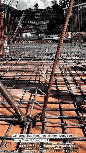 Concrete Slab Rebar Installation Work Tool Using Manual Tying Hook #worktool