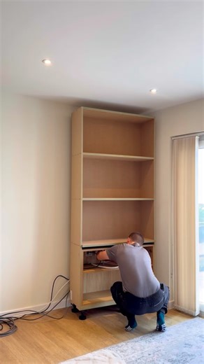 4.5K views · 488 reactions | Watch this space transform  A bespoke media unit with an integrated electric fire and subtle warm white LEDs — all dressed in Farrow & Ball perfection 奈 | JP Carpentry Ltd | Facebook