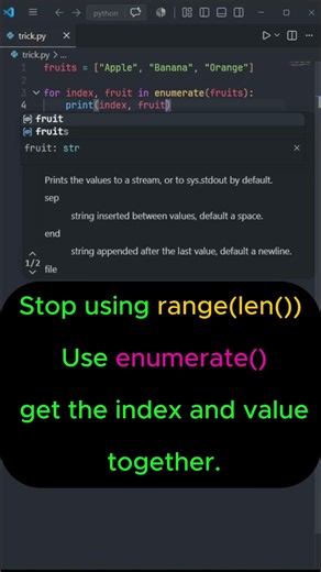 Python Trick: Stop Using range(len()) 🚀