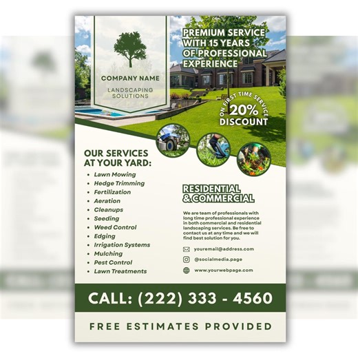 Custom Landscaping Flyer Template Bundle, Lawn Care, Yard Service, Gardening Leaflet, CANVA - Etsy Canada