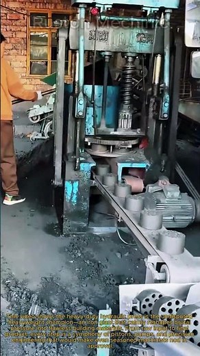 Heavy-Duty Hydraulic Press: Massive Press Machine Produces Building Materials at a Factory