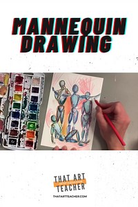 We are ending the year with figure drawing, and have been studying proportion and movement with drawing mannequins. My classes range from 35-39 students (I know) and we have been using the website https://setpose.com/ on our Chromebooks to explore how the body moves. After lots of practice, we drew on watercolor paper and added paint for emphasis and visual interest. We are moving on to gesture drawing next, and this figure study gave students the feeling of a finished artwork while simplifying 