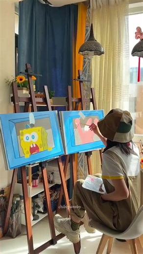 Acrylic Painting: SpongeBob & Patrick Star (40x60cm)