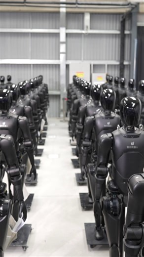 Kaleidoskop China on Instagram: "Massenproduktion trifft auf Perfektion! Hunderte humanoide Roboter werden in Shanghai strengen Tests unterzogen–von einfachen Gehbewegungen bis hin zu komplexen Bewegungen–bevor sie an den Kunden ausgeliefert werden. #roboter #KI #automatisierung #fertigung #innovation #robotik"