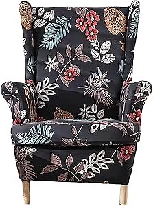 Wingback Chair Slipcovers – 2-Pack Stretch Spandex Armchair Covers, Universal Fit Washable Wingback Chair Covers Furniture Protector, Slipcovers for Wingback Chairs(Brown)