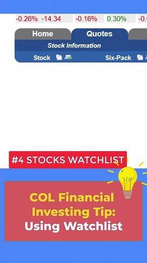COL Financial for Beginners - Using Stocks Watchlist