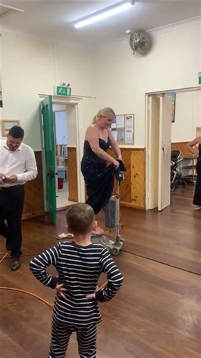 Woman Falls Off Floor Buffer While Trying to Ride It