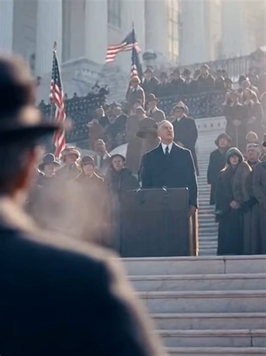 Roosevelt delivering his first inaugural address, March 4, 1933 #president #history #viral #fyp