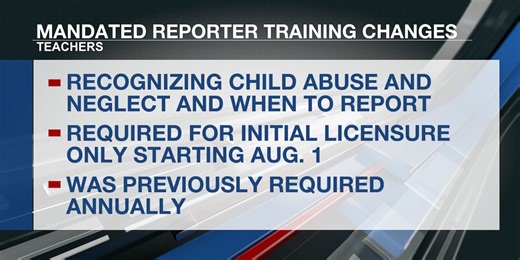 Changes in required mandated reporter training for teachers