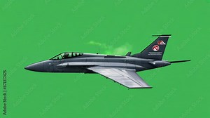 Military Jet Fighter on green screen background with Ai generated.