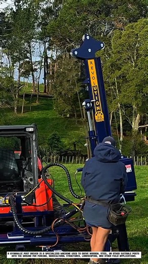 This Hydraulic Machine Drives Wooden Posts Into the Ground!