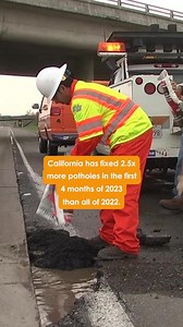 California has fixed 2.5x more potholes this year than the entirety of 2022—85,883 so far. CalTrans is working to repair roads, improve our infrastructure, and keep Californians safe! #lifeisahighway #caltrans #infrastructure #potholes