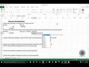 Discrete Random Variables in Excel