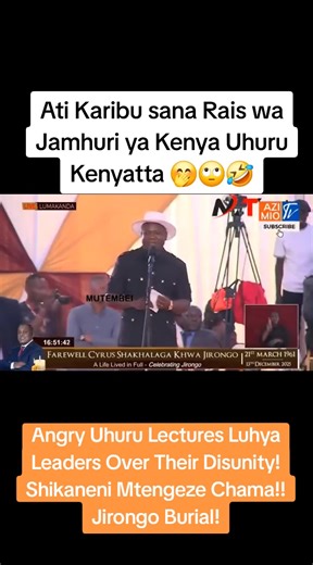 Uhuru Kenyatta Addresses Disunity at Jirongo's Burial