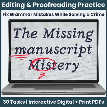 Edit & Solve: Interactive Digital Grammar Mystery Activity - 30 Practice Tasks