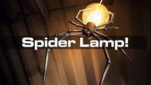 Spider lamp made from reclaimed materials