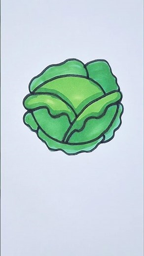 Easy cabbage drawing for kids #shortsfeed #cabbage #art #drawing #kidsdrawing #viral