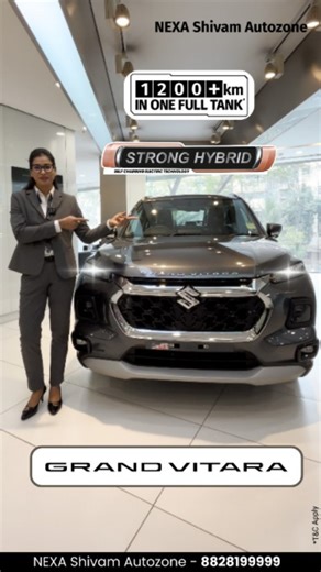 Nexa Shivam Autozone on Instagram: "Stop Dreaming and Start Driving! 🚙✨ Meet the NEXA Grand Vitara Strong Hybrid SUV—a Smart, Powerful, and Fuel-Efficient Premium hybrid SUV Designed for modern India. With an Impressive 1200+ km* Driving range on a single tank, this Strong Hybrid lets you drive more and refuel less. ✨ Why choose the Grand Vitara Strong Hybrid? 🔋 Self-Charging Strong Hybrid Technology 🛡️ NEXA Safety Shield with 6 Airbags 🛣️ Best-in-class mileage with 1200+ km* range 💳 Easy &